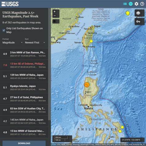 필리핀 지진 규모